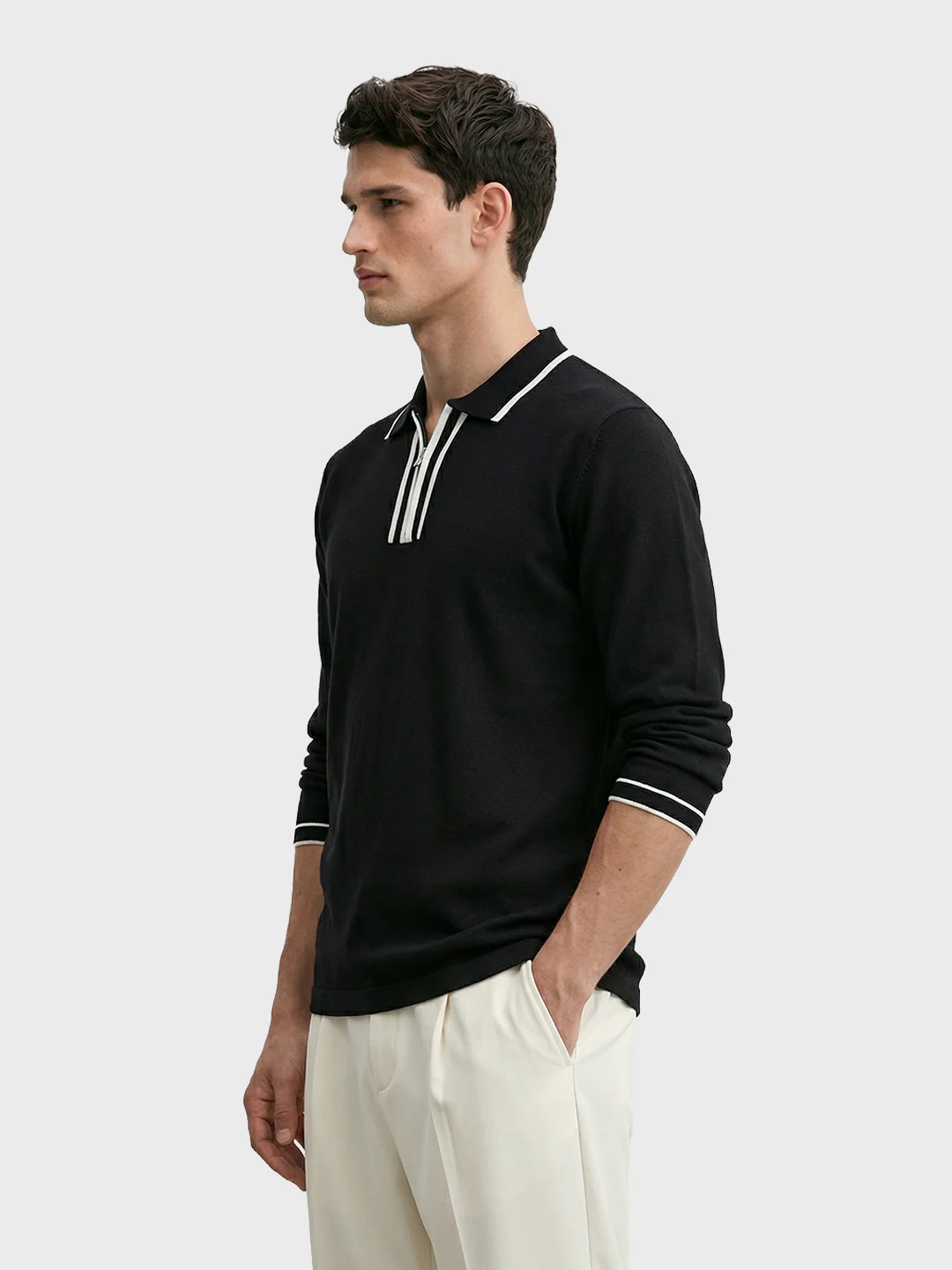 Men's Black Slim Fit Solid Casual T-Shirt - Image 3