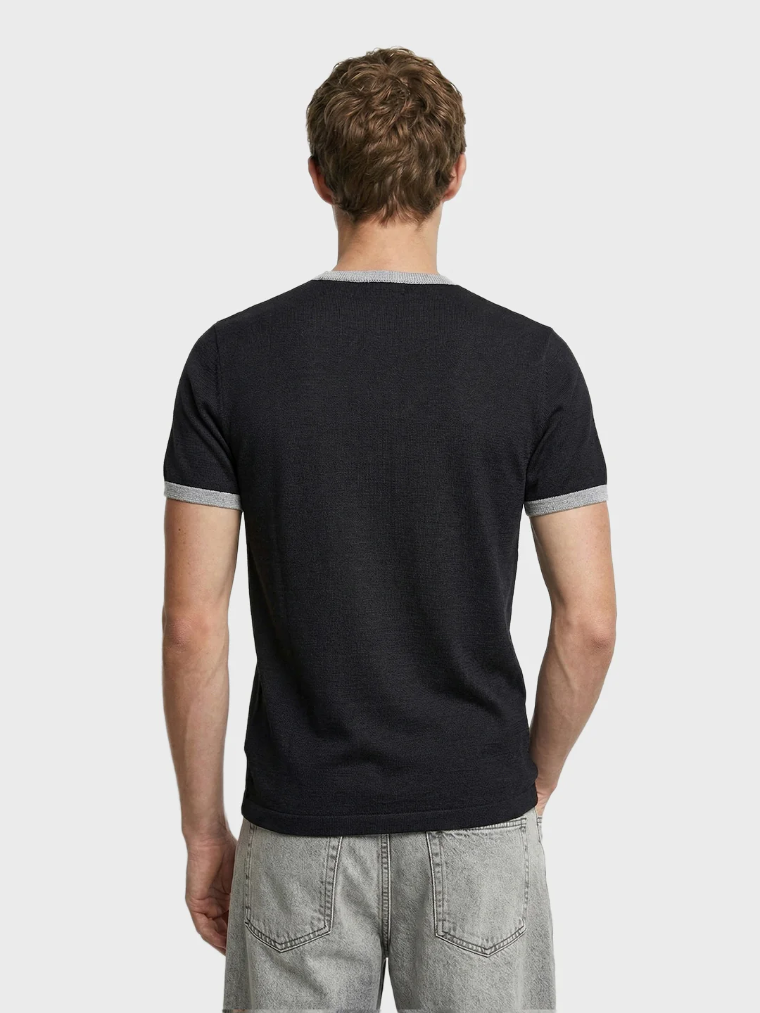Men's Black Slim Fit Solid Casual T-Shirt - Image 5