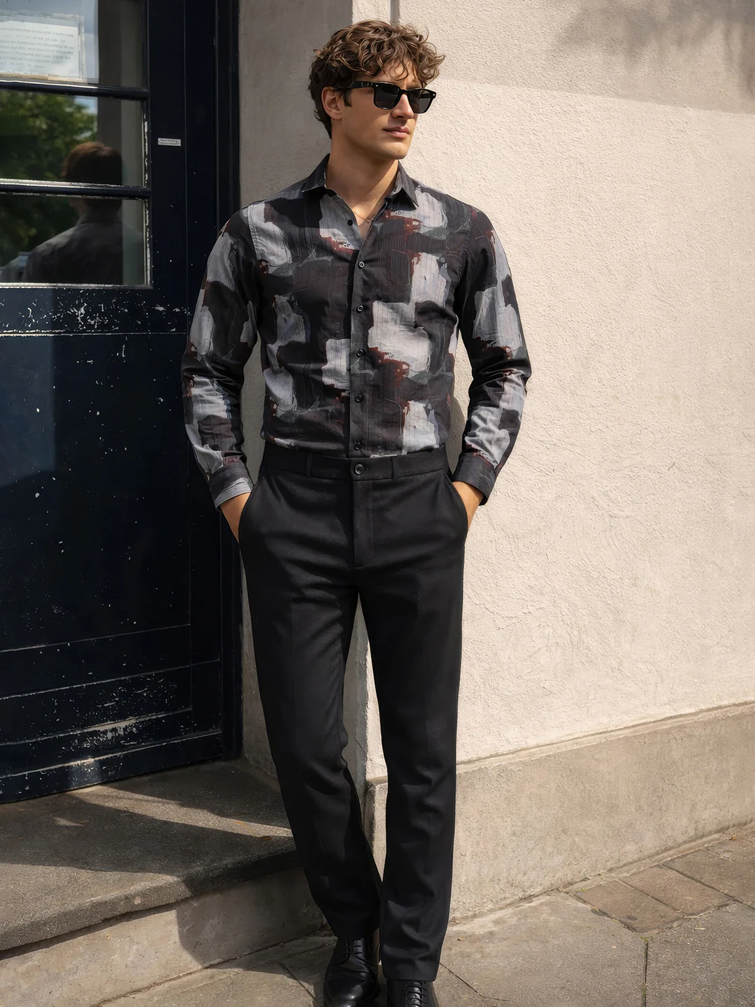 Men's Black Slim Fit Solid Formal Chinos - Image 3