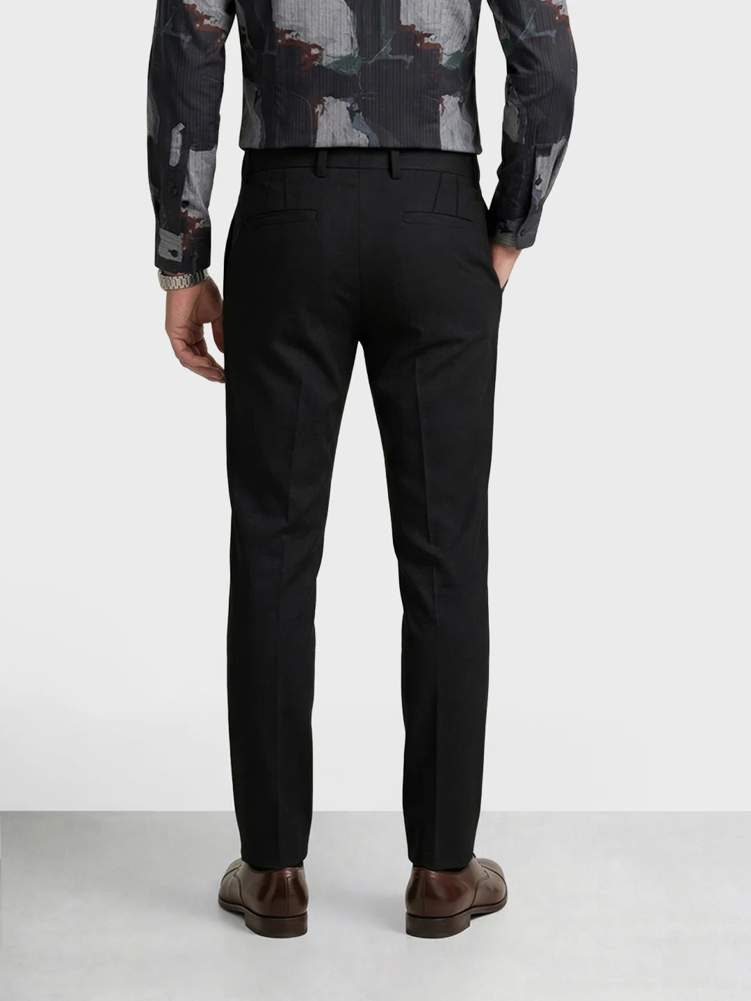 Men's Black Slim Fit Solid Formal Chinos - Image 4