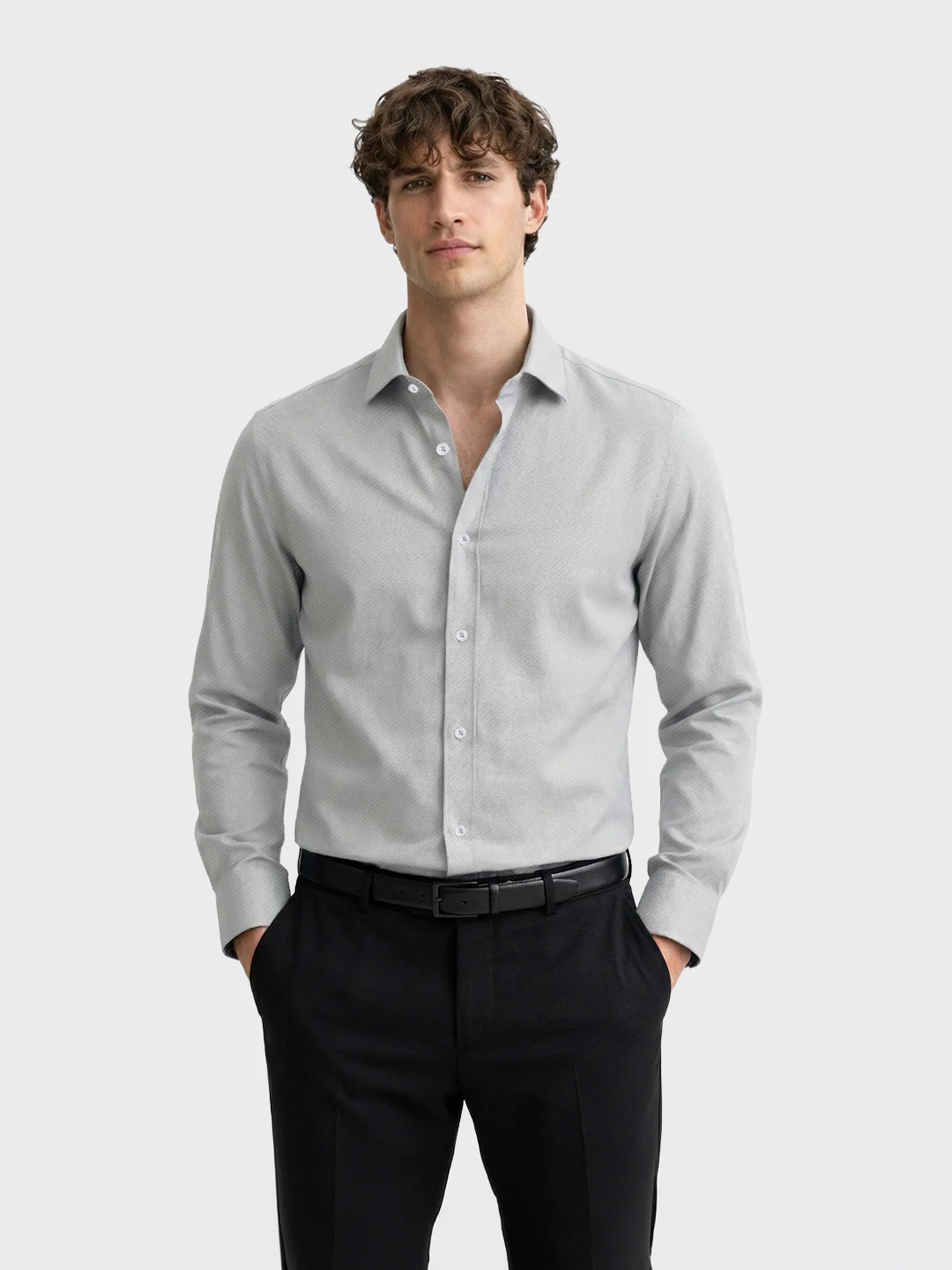 Men's Black Slim Fit Solid Formal Shirt - Image 2