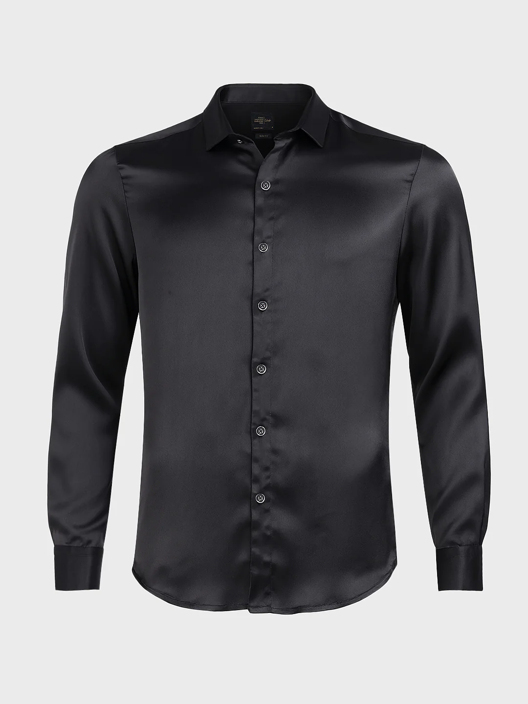 Men's Black Slim Fit Solid Party Wear Shirt - Image 4