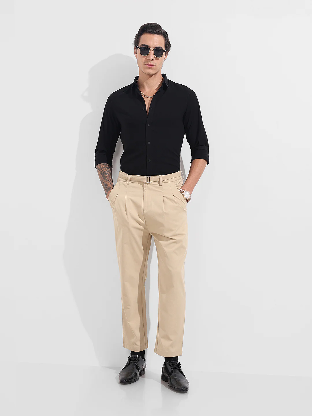 Men's Black Slim Fit Solid Party Wear Shirt - Image 2