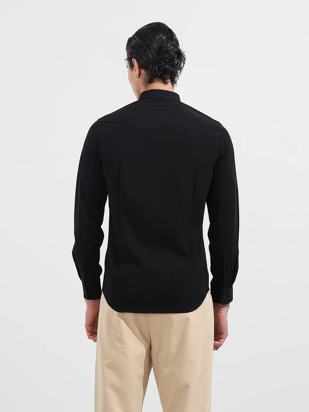 Men's Black Slim Fit Solid Party Wear Shirt - Image 5