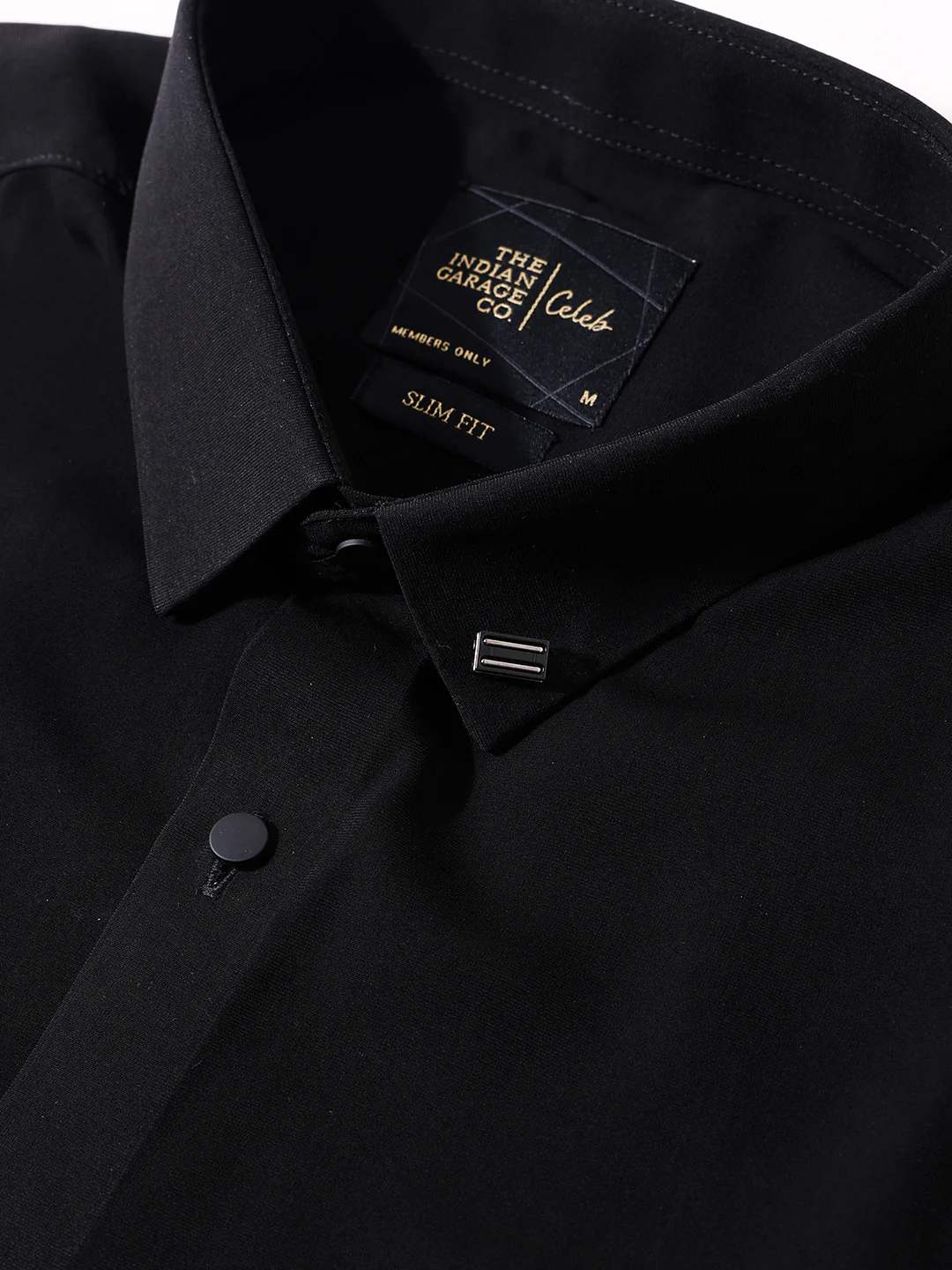 Men's Black Slim Fit Solid Party Wear Shirt - Image 6