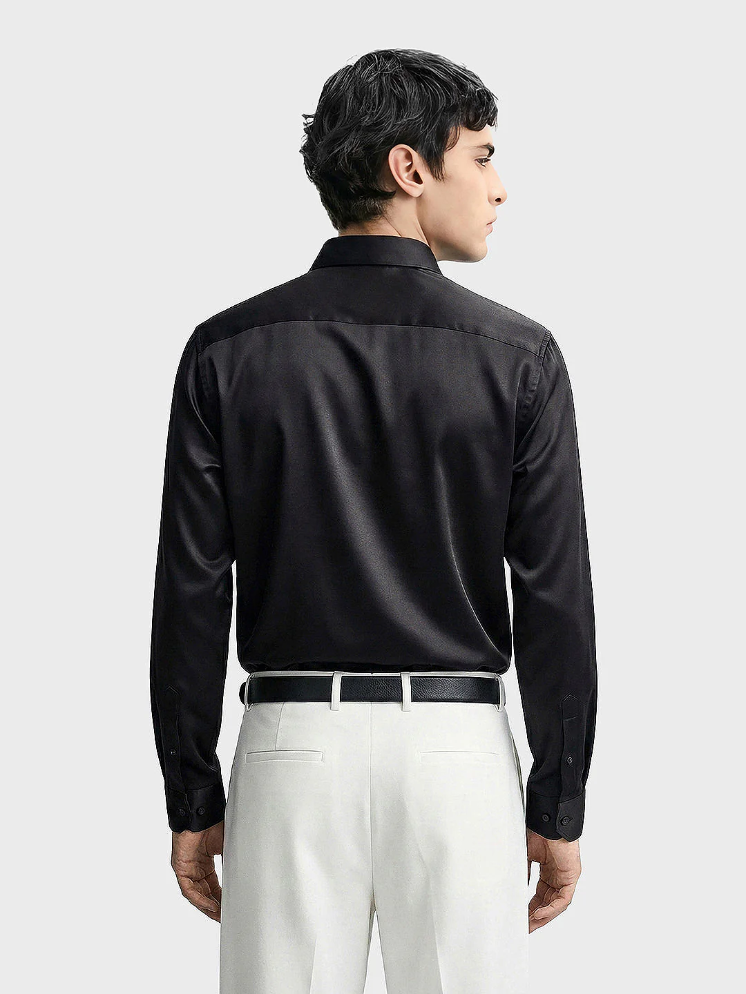Men's Black Slim Fit Solid Party Wear Shirt - Image 2