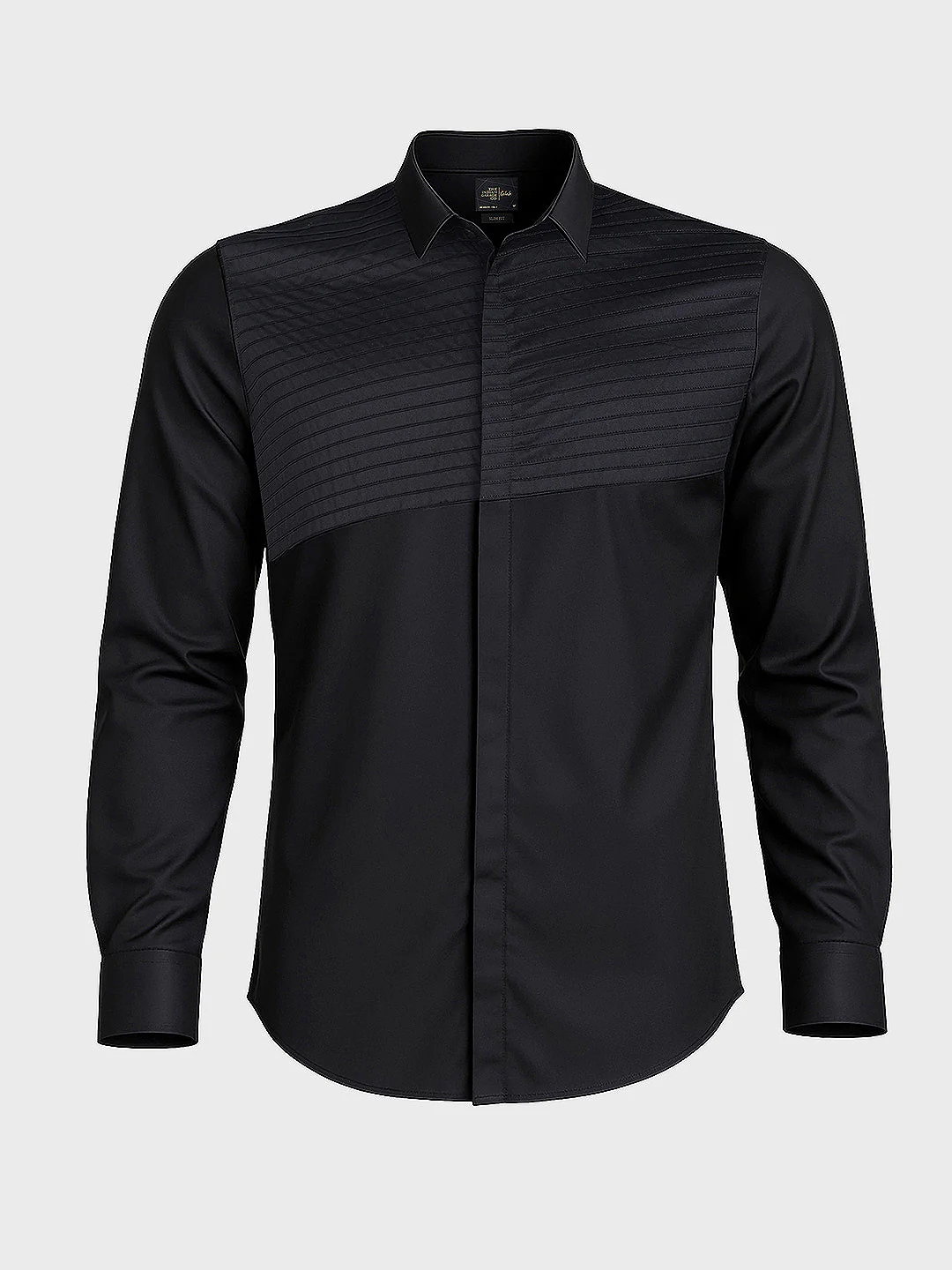 Men's Black Slim Fit Solid Party Wear Shirt - Image 4