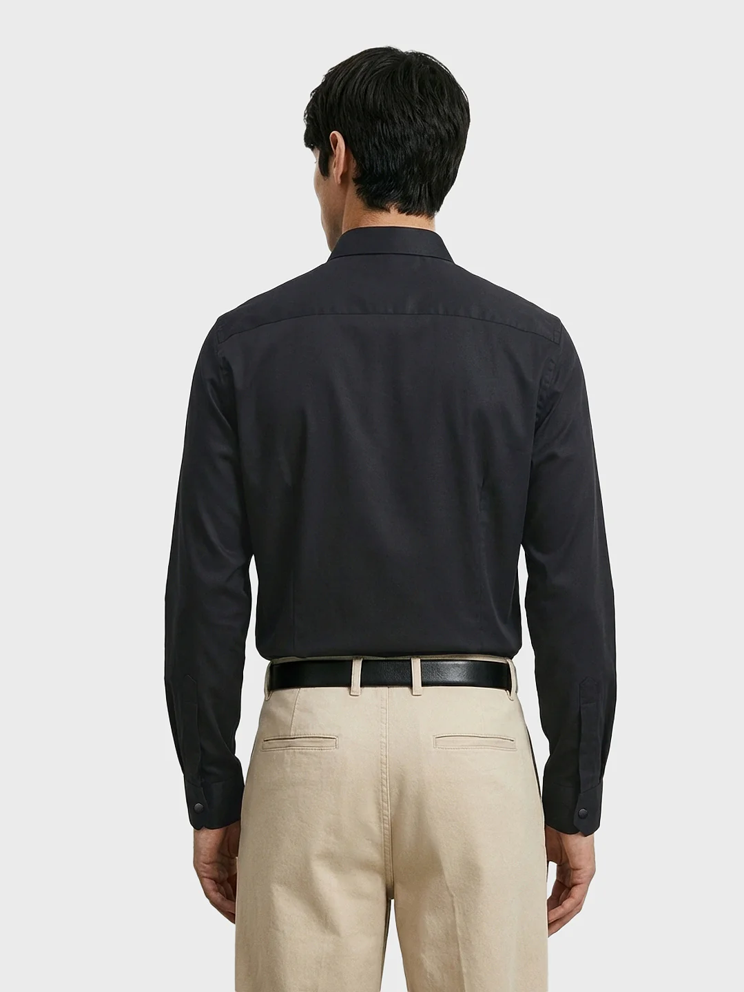 Men's Black Slim Fit Solid Party Wear Shirt - Image 2