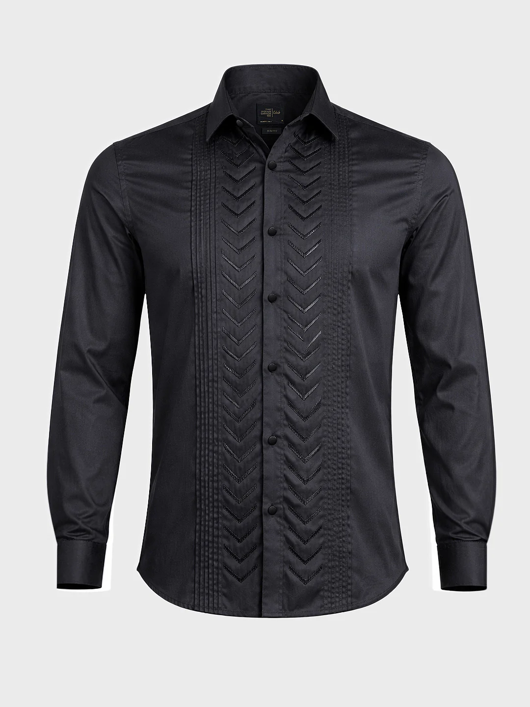 Men's Black Slim Fit Solid Party Wear Shirt - Image 4