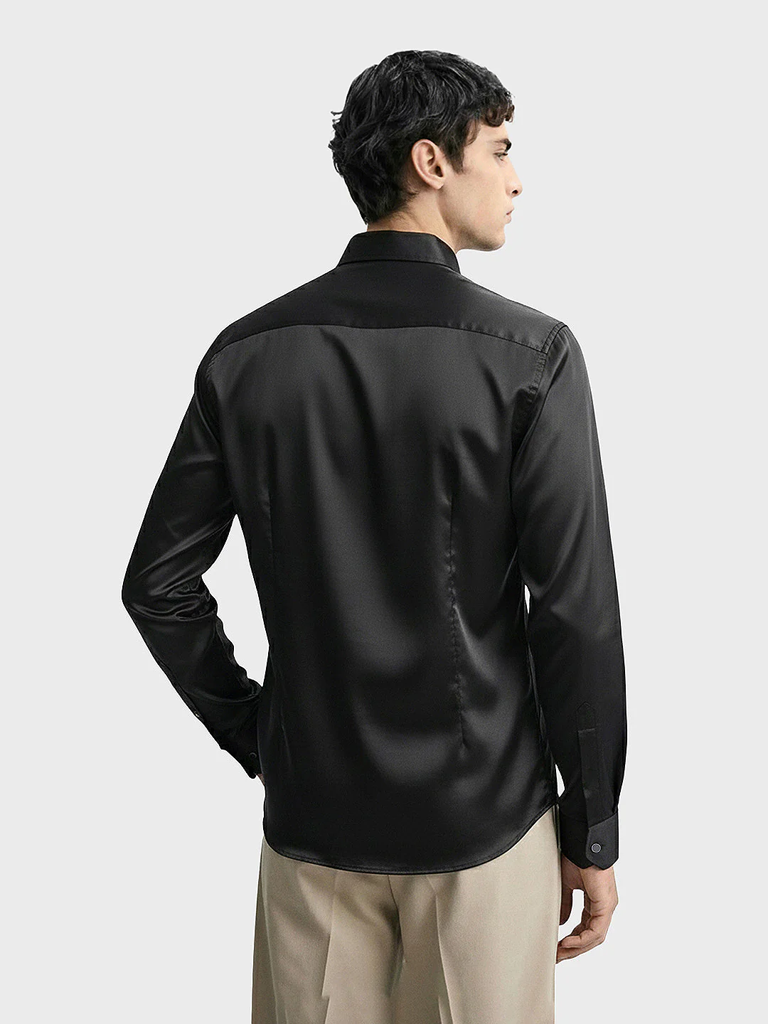 Men's Black Slim Fit Solid Party Wear Shirt - Image 2
