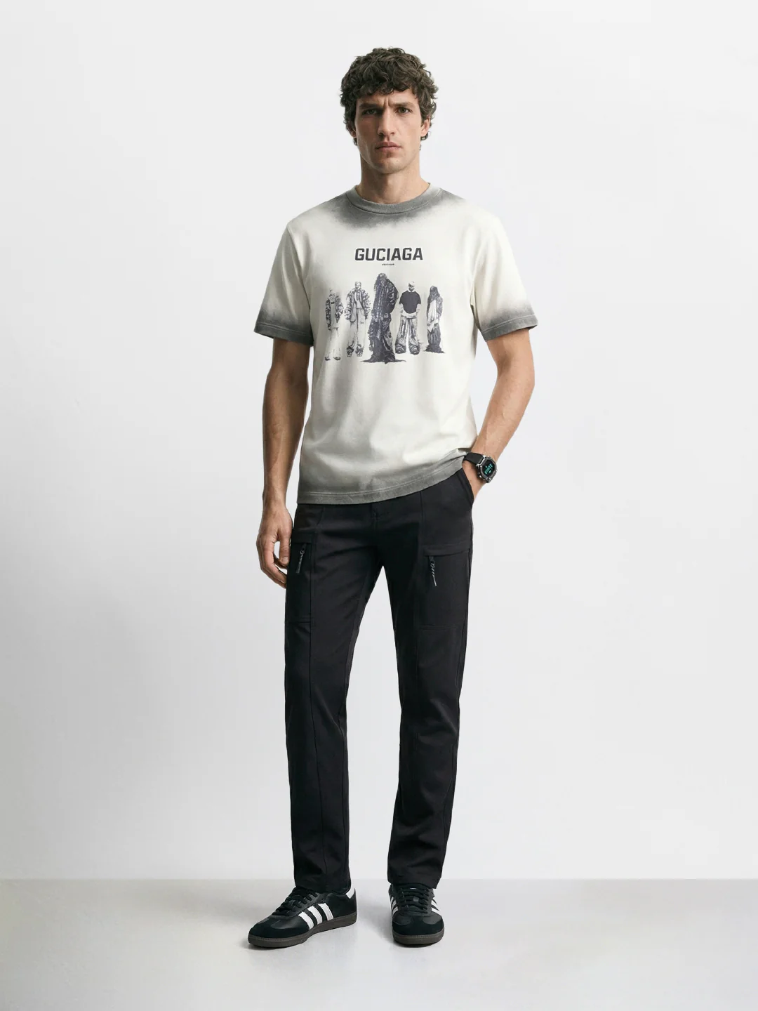 Men's Black Slim Fit Solid Utility Cargo - Image 5