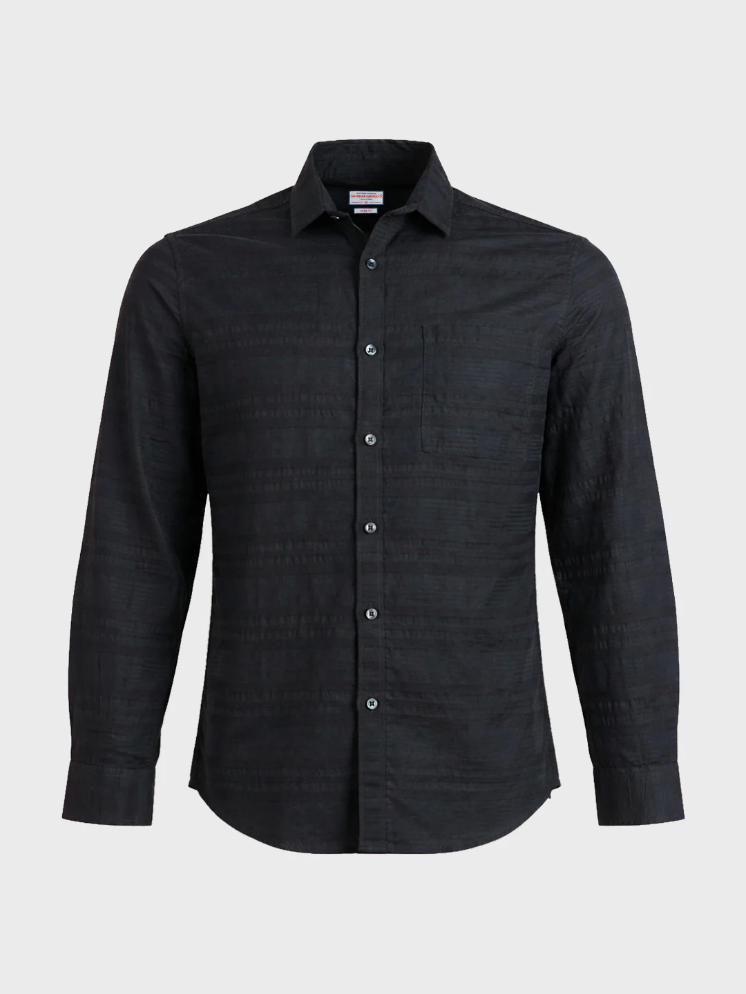Men's Black Slim Fit Striped Casual Shirt - Image 6