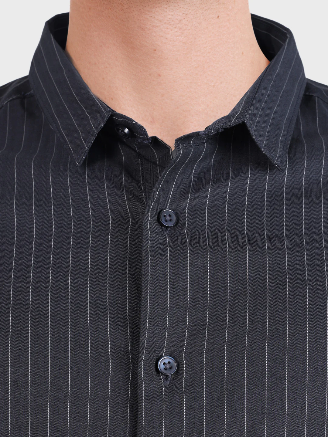 Men's Black Slim Fit Striped Casual Shirts - Image 7