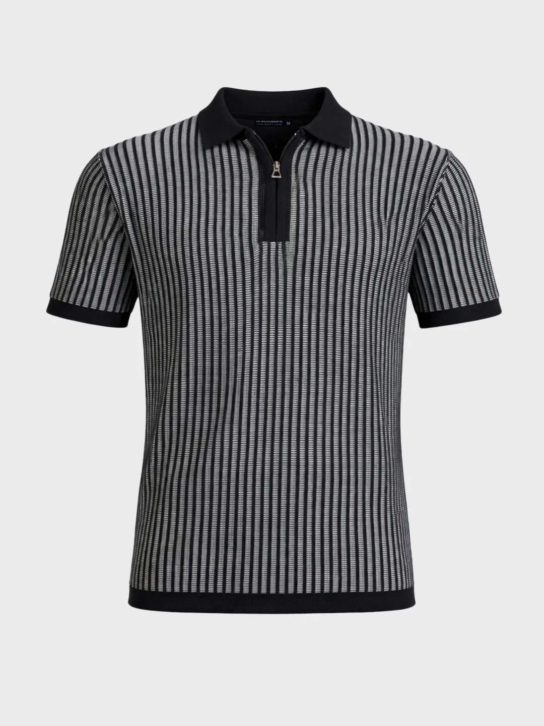 Men's Black Slim Fit Striped Casual T-Shirt - Image 6