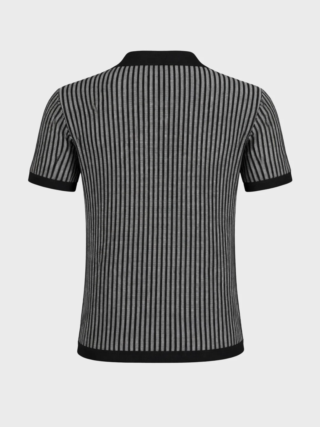 Men's Black Slim Fit Striped Casual T-Shirt - Image 7