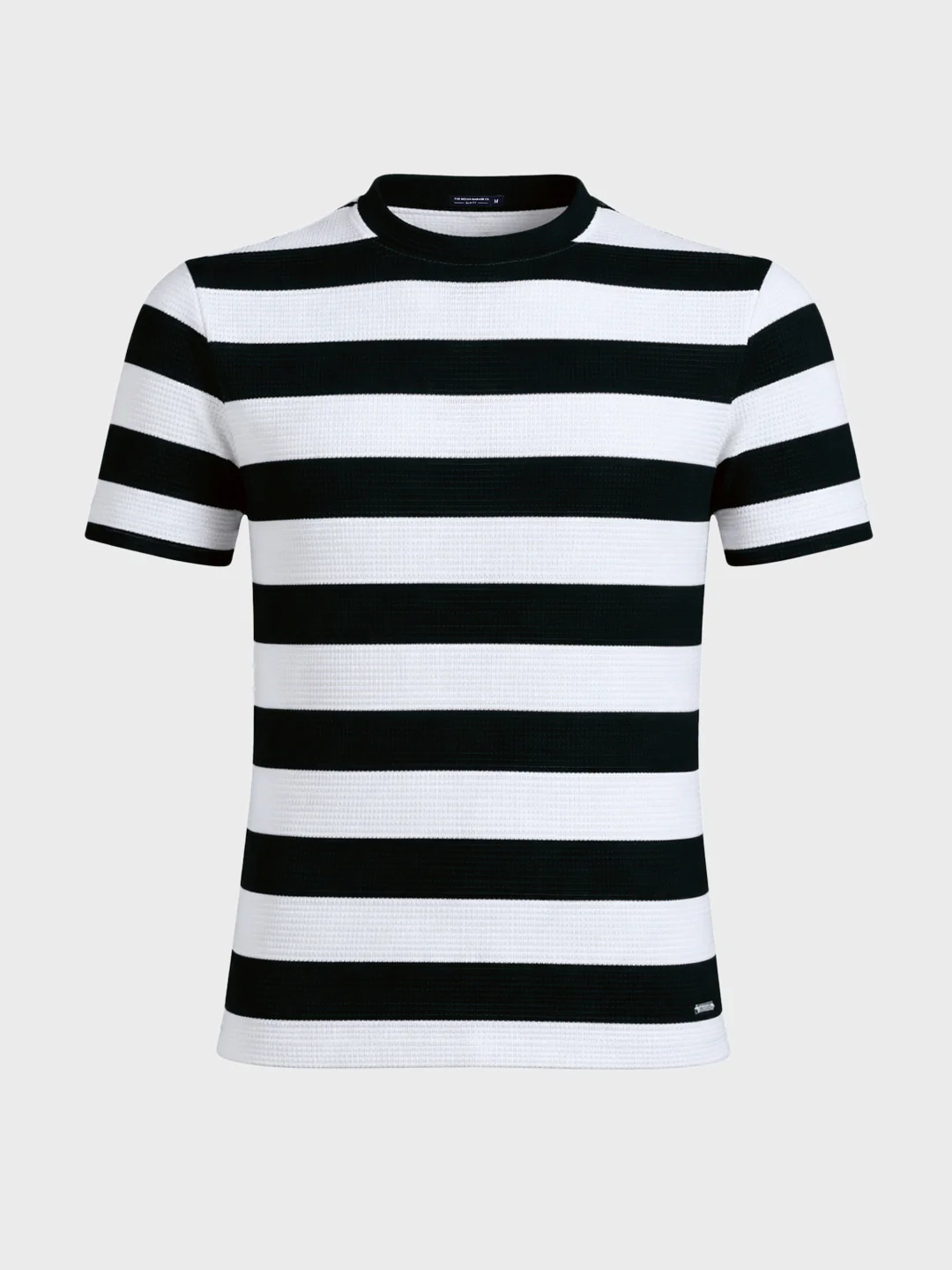 Men's Black Slim Fit Striped Casual T-Shirt - Image 6