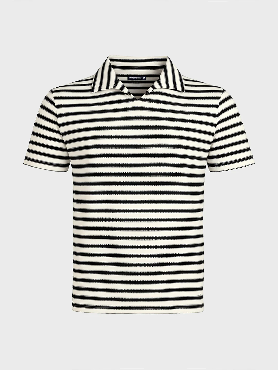 Men's Black Slim Fit Striped Casual T-Shirt - Image 5