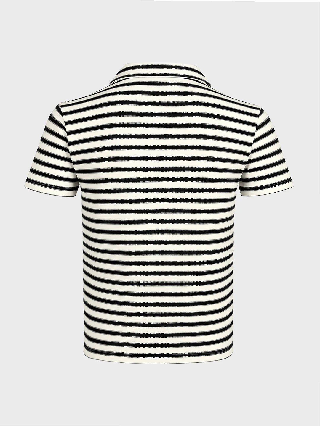 Men's Black Slim Fit Striped Casual T-Shirt - Image 6