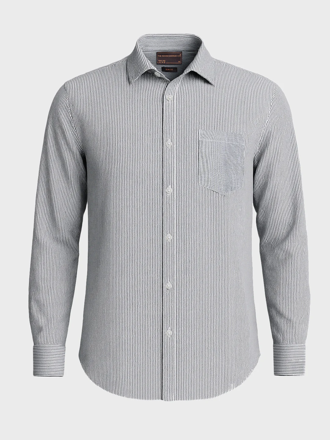 Men's Black Slim Fit Striped Formal Shirt - Image 4