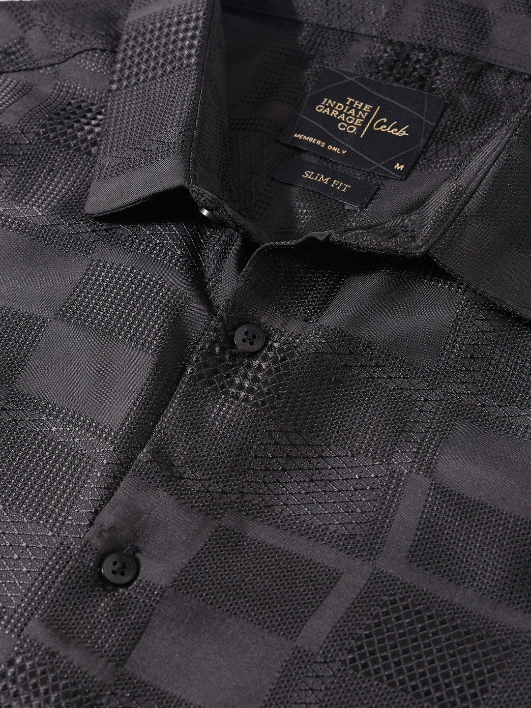 Men's Black Slim Fit Textured Casual Shirt - Image 3