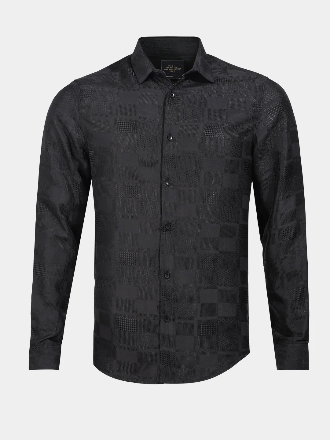 Men's Black Slim Fit Textured Casual Shirt - Image 4