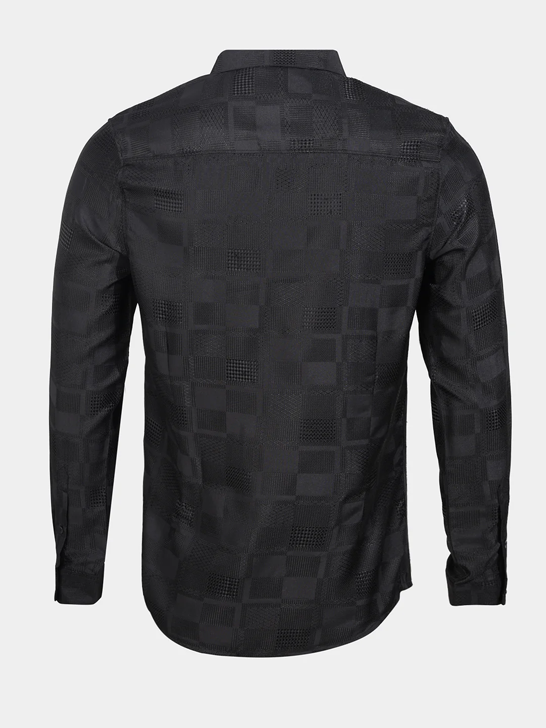Men's Black Slim Fit Textured Casual Shirt - Image 5