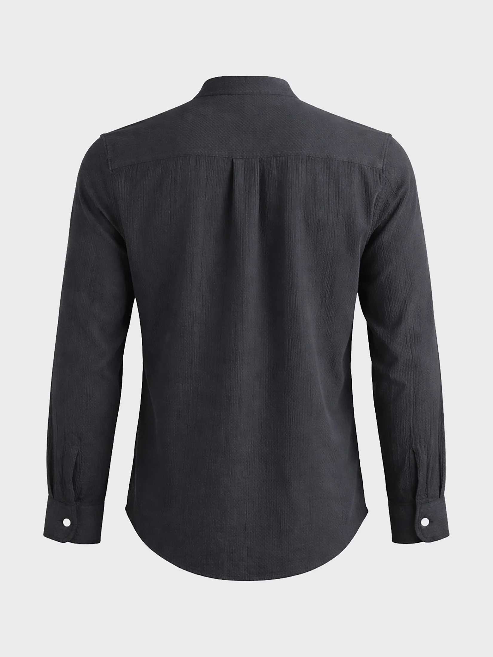 Men's Black Slim Fit Textured Casual Shirt - Image 6