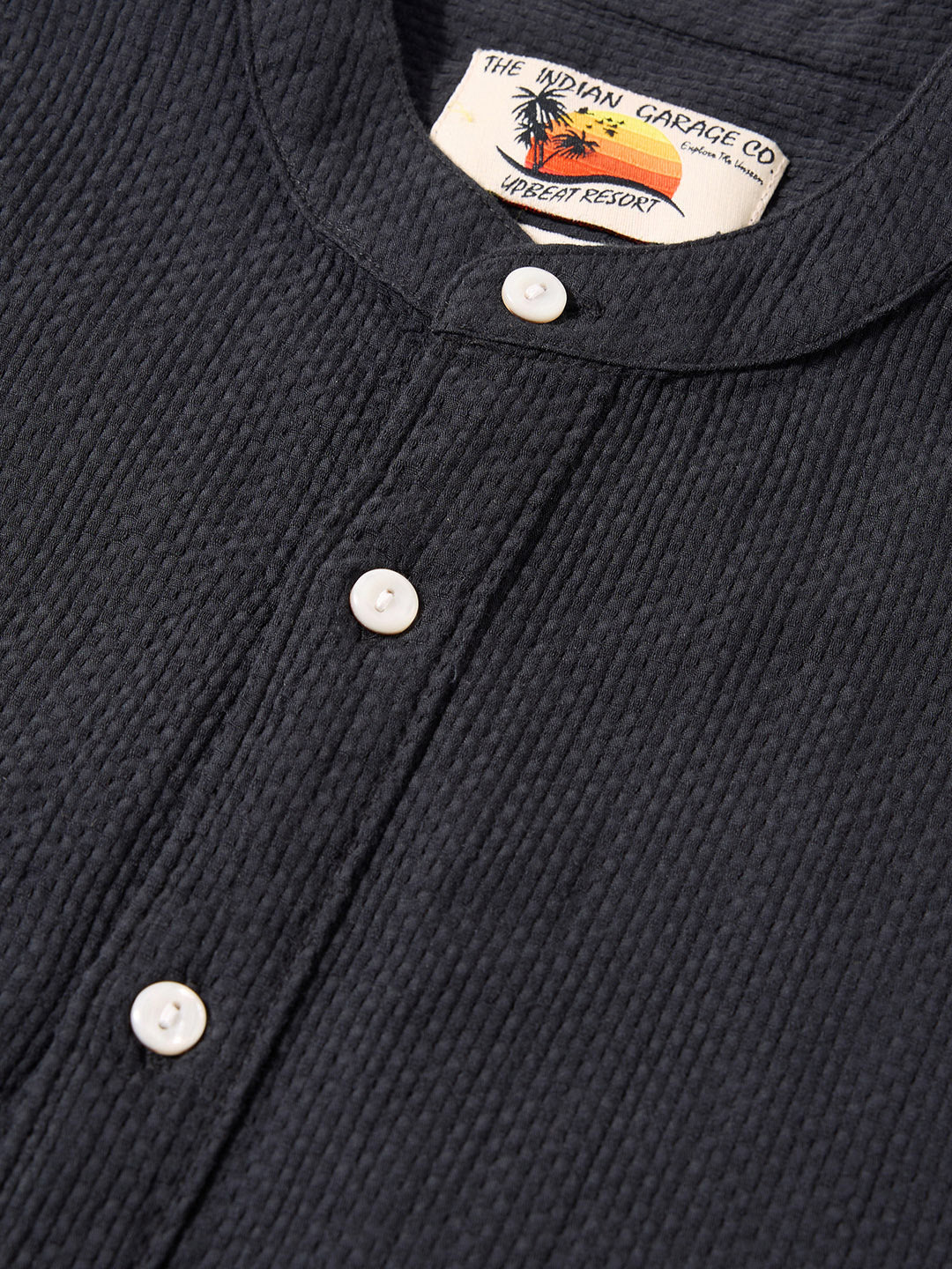 Men's Black Slim Fit Textured Casual Shirt - Image 7
