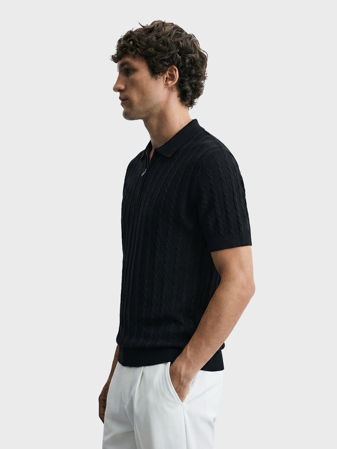 Men's Black Slim Fit Solid Casual T-Shirt - Image 3
