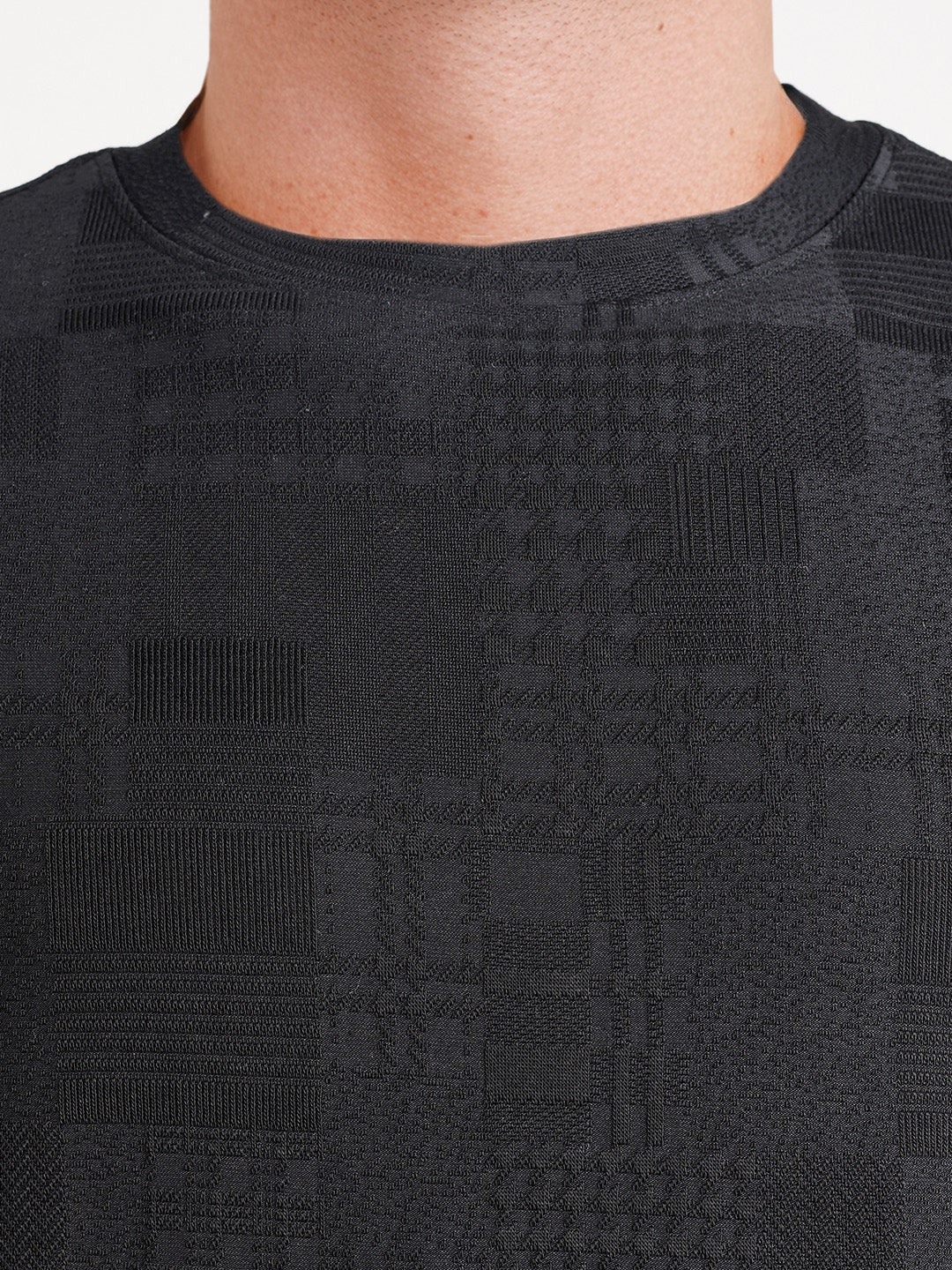 Men's Black Slim Fit Solid Casual T-Shirt - Image 3