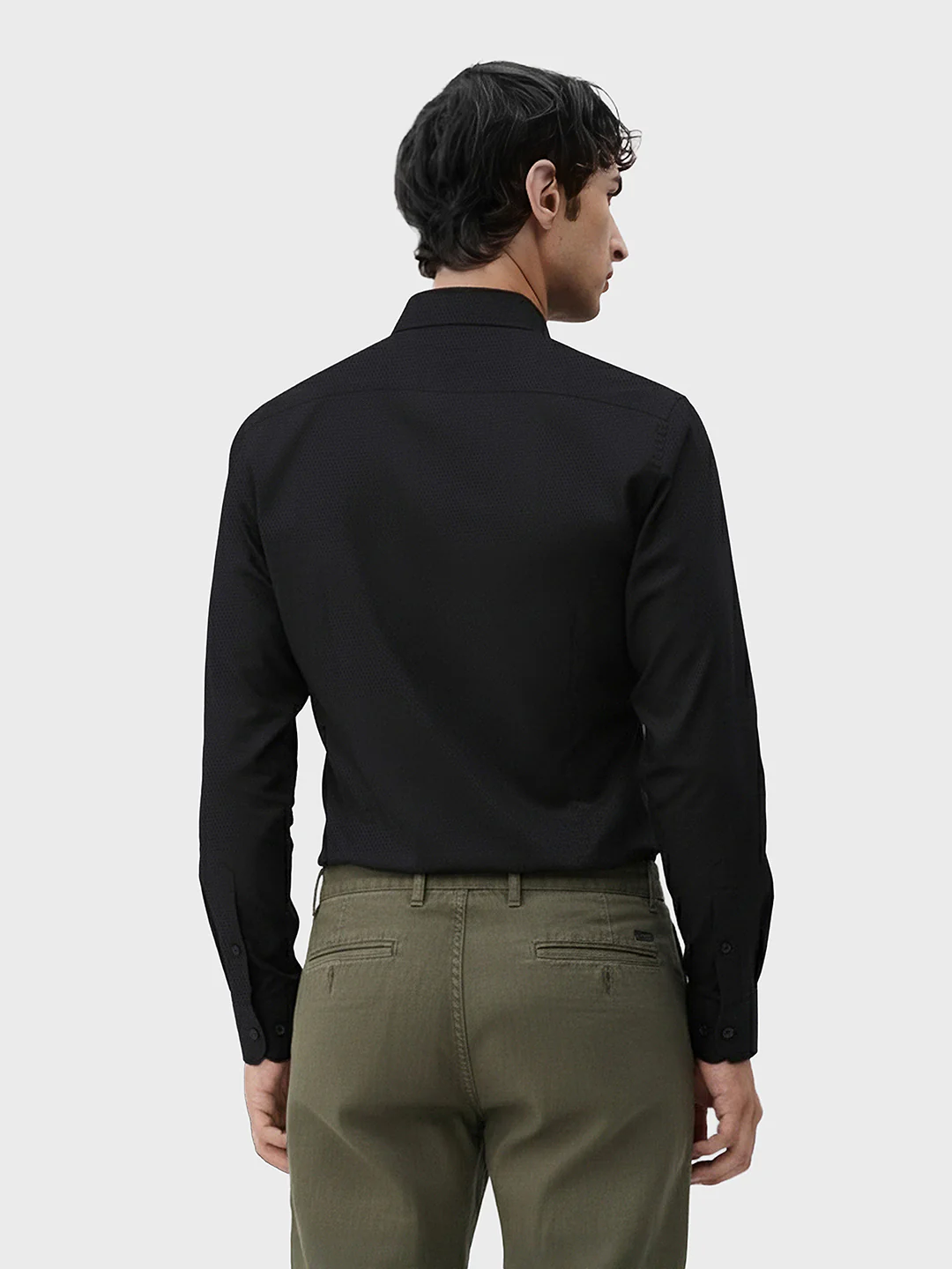 Men's Black Slim Fit Textured Formal Shirt - Image 2