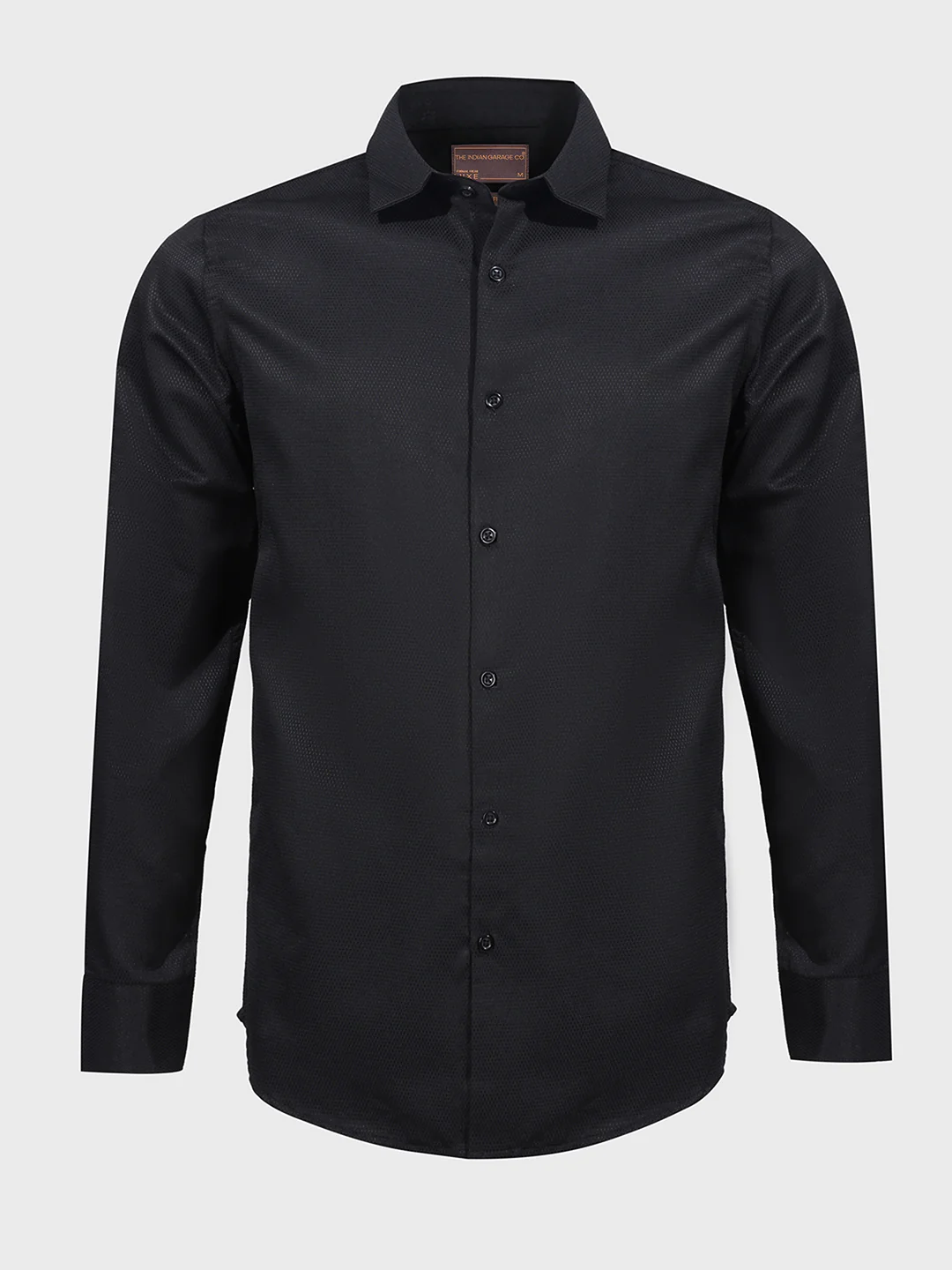 Men's Black Slim Fit Textured Formal Shirt - Image 4