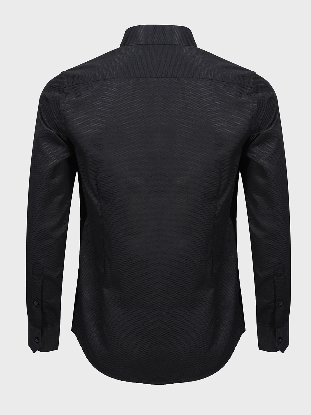 Men's Black Slim Fit Textured Formal Shirt - Image 5