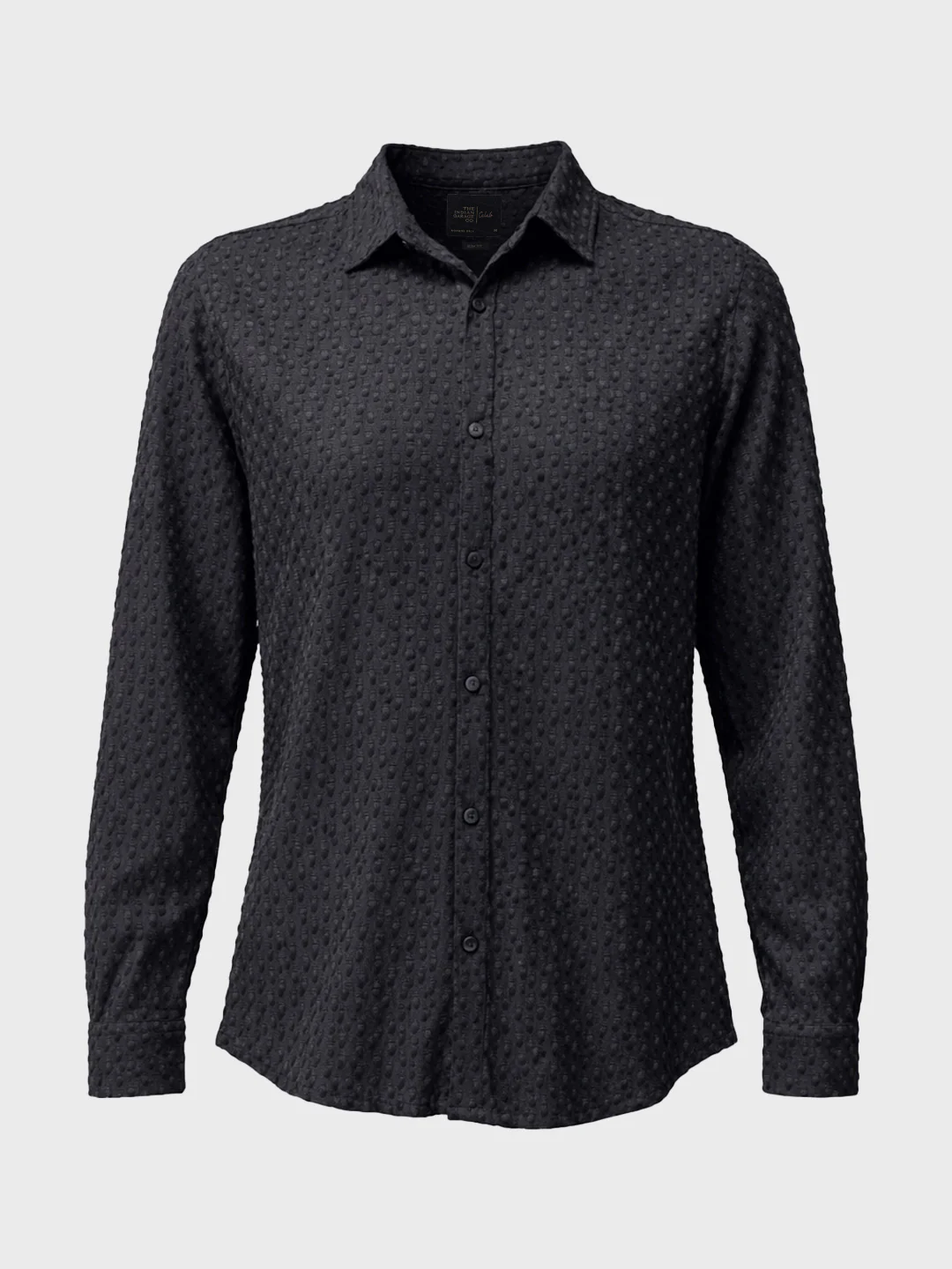 Men's Black Slim Fit Textured Party Wear Shirt - Image 5
