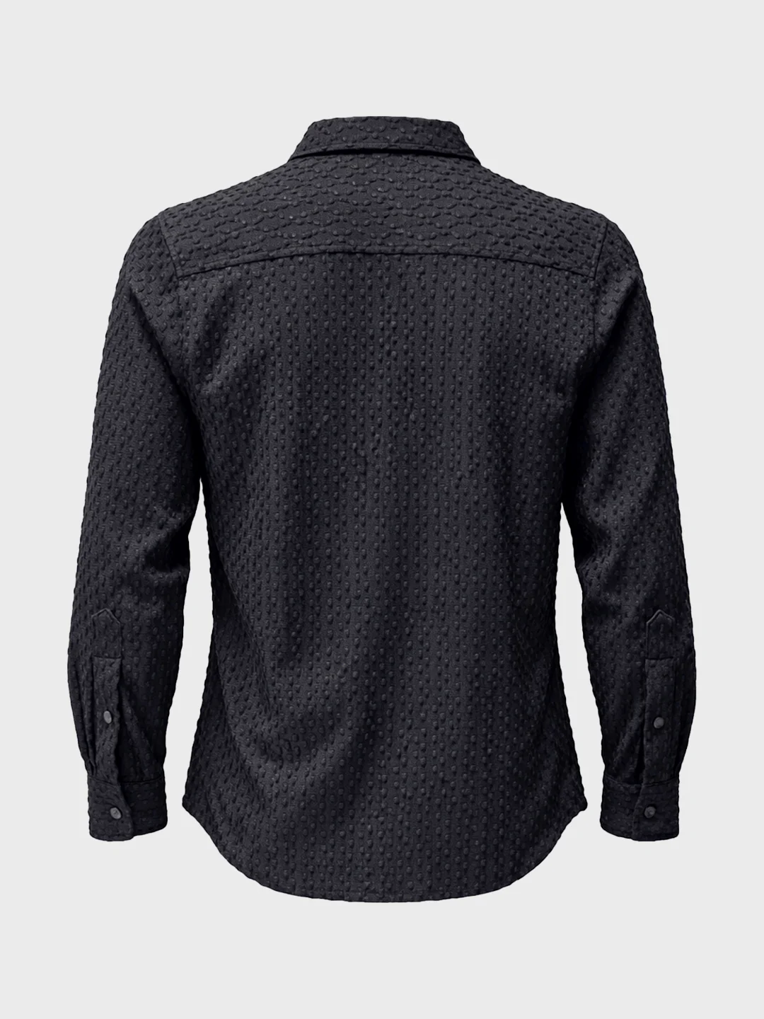 Men's Black Slim Fit Textured Party Wear Shirt - Image 6