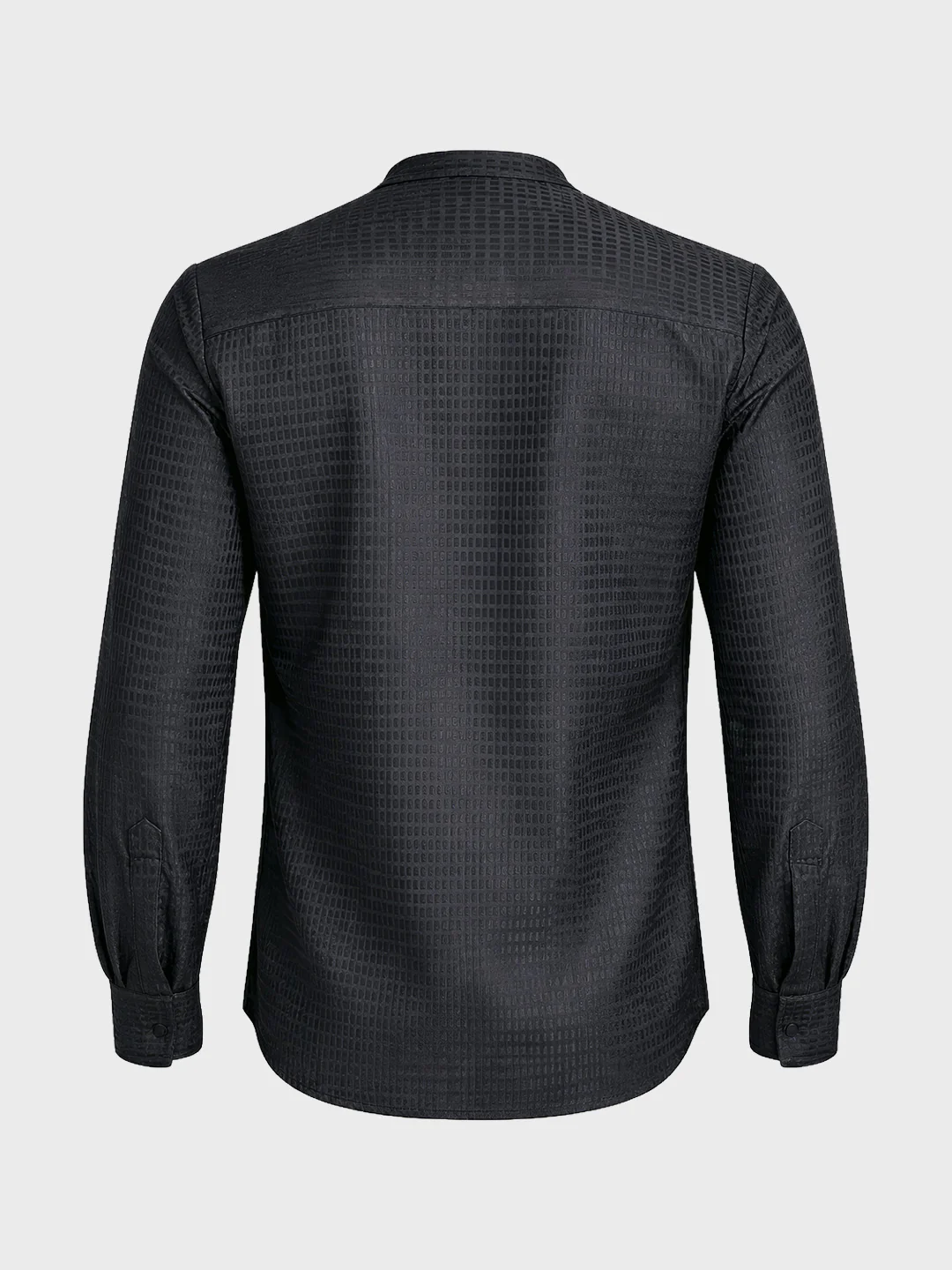 Men's Black Slim Fit Textured Party Wear Shirt - Image 6