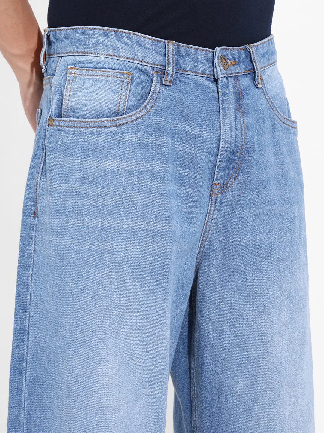 Men's Blue Baggy Fit Solid Casual Jeans - Image 4
