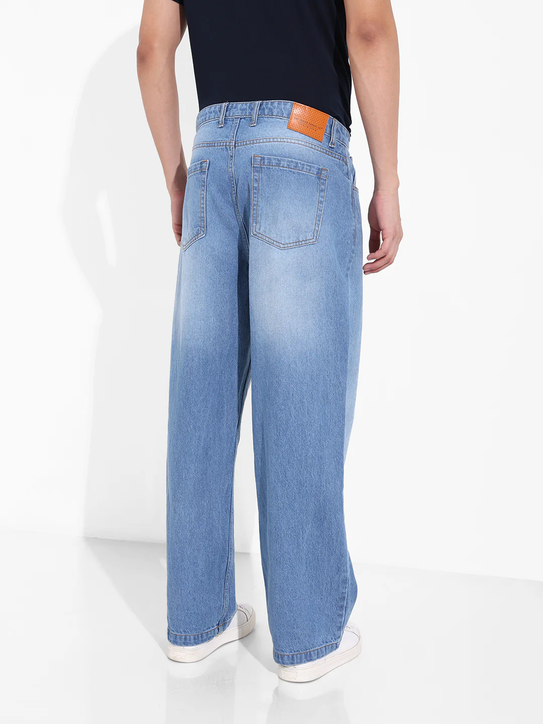 Men's Blue Baggy Fit Solid Casual Jeans - Image 5