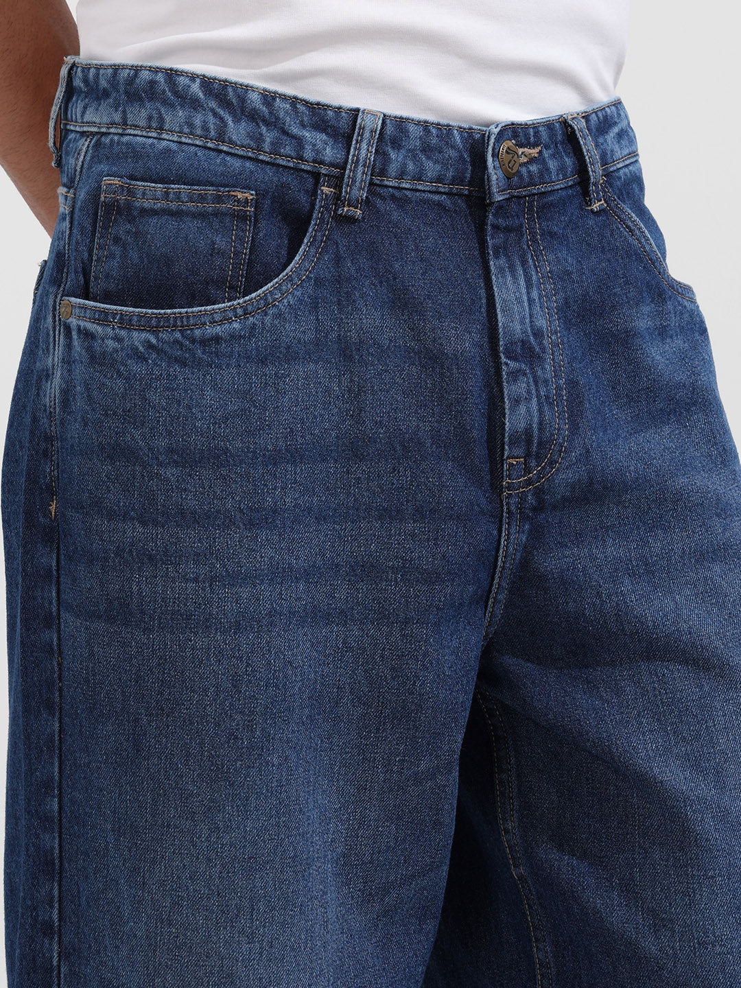 Men's Blue Baggy Fit Solid Casual Jeans - Image 4
