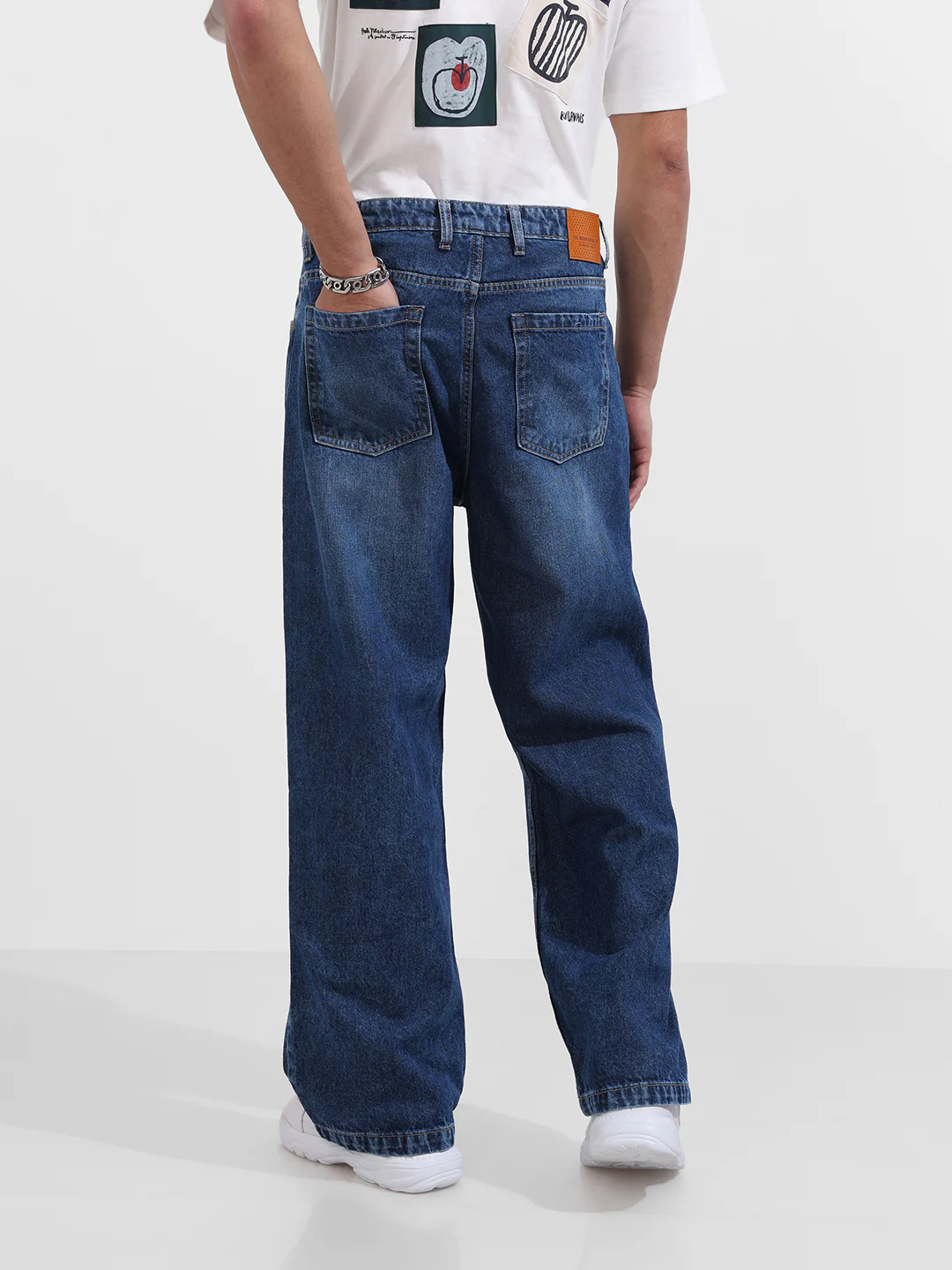 Men's Blue Baggy Fit Solid Casual Jeans - Image 5