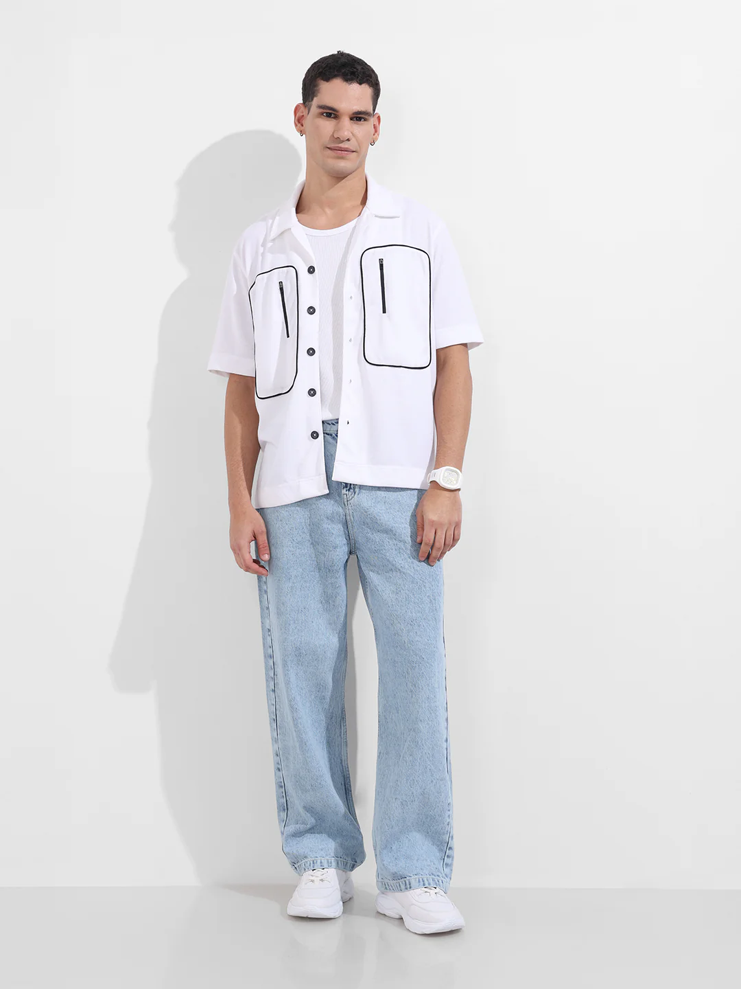 Men's Blue Baggy Fit Solid Casual Jeans - Image 2