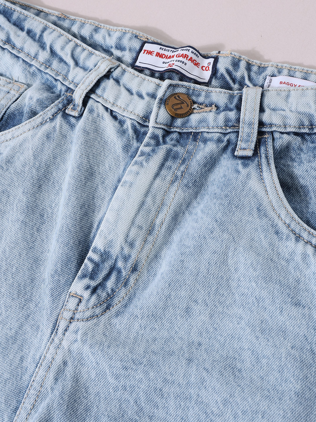 Men's Blue Baggy Fit Solid Casual Jeans - Image 6