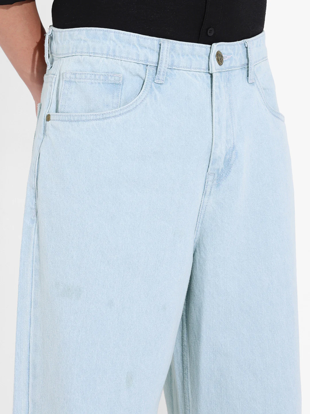 Men's Blue Baggy Fit Solid Casual Jeans - Image 4