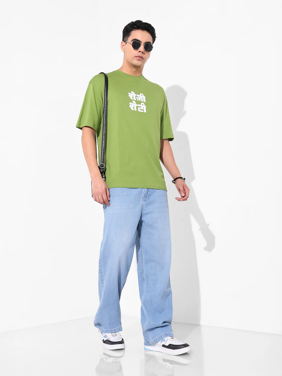 Men's Blue Baggy Fit Solid Casual Jeans - Image 2