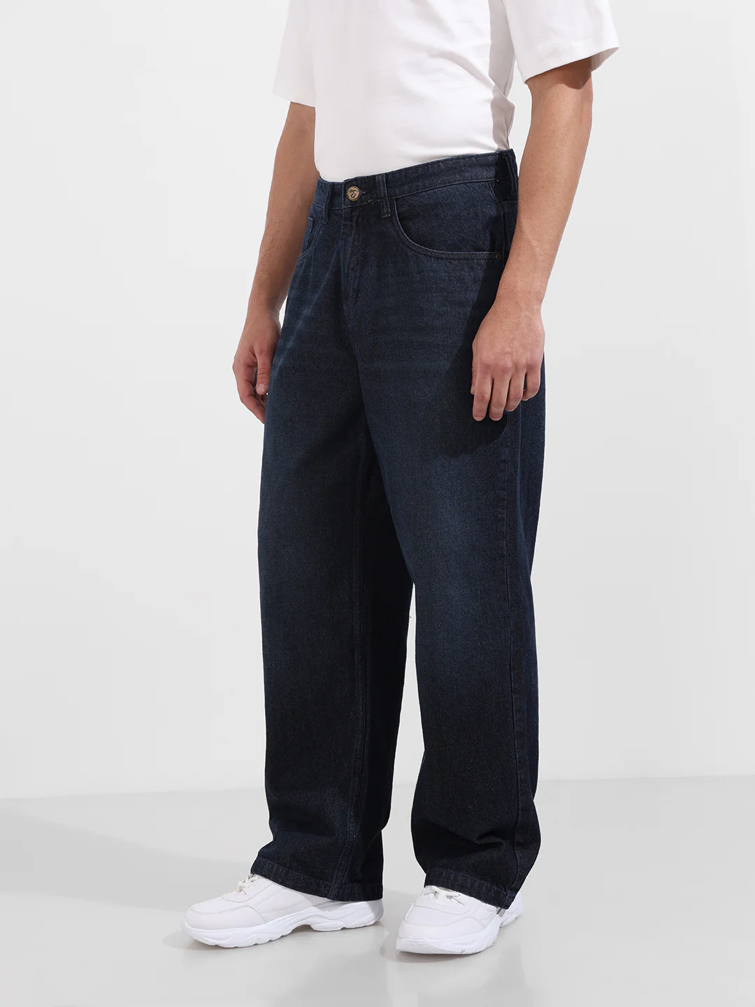 Men's Blue Baggy Fit Solid Casual Jeans - Image 3
