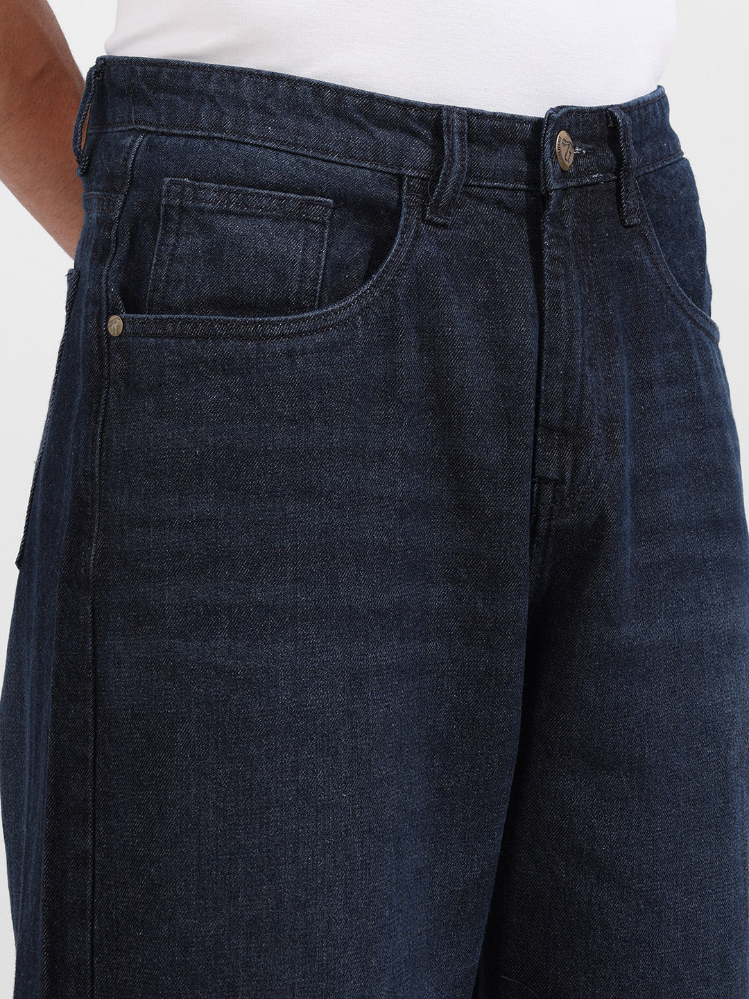 Men's Blue Baggy Fit Solid Casual Jeans - Image 4
