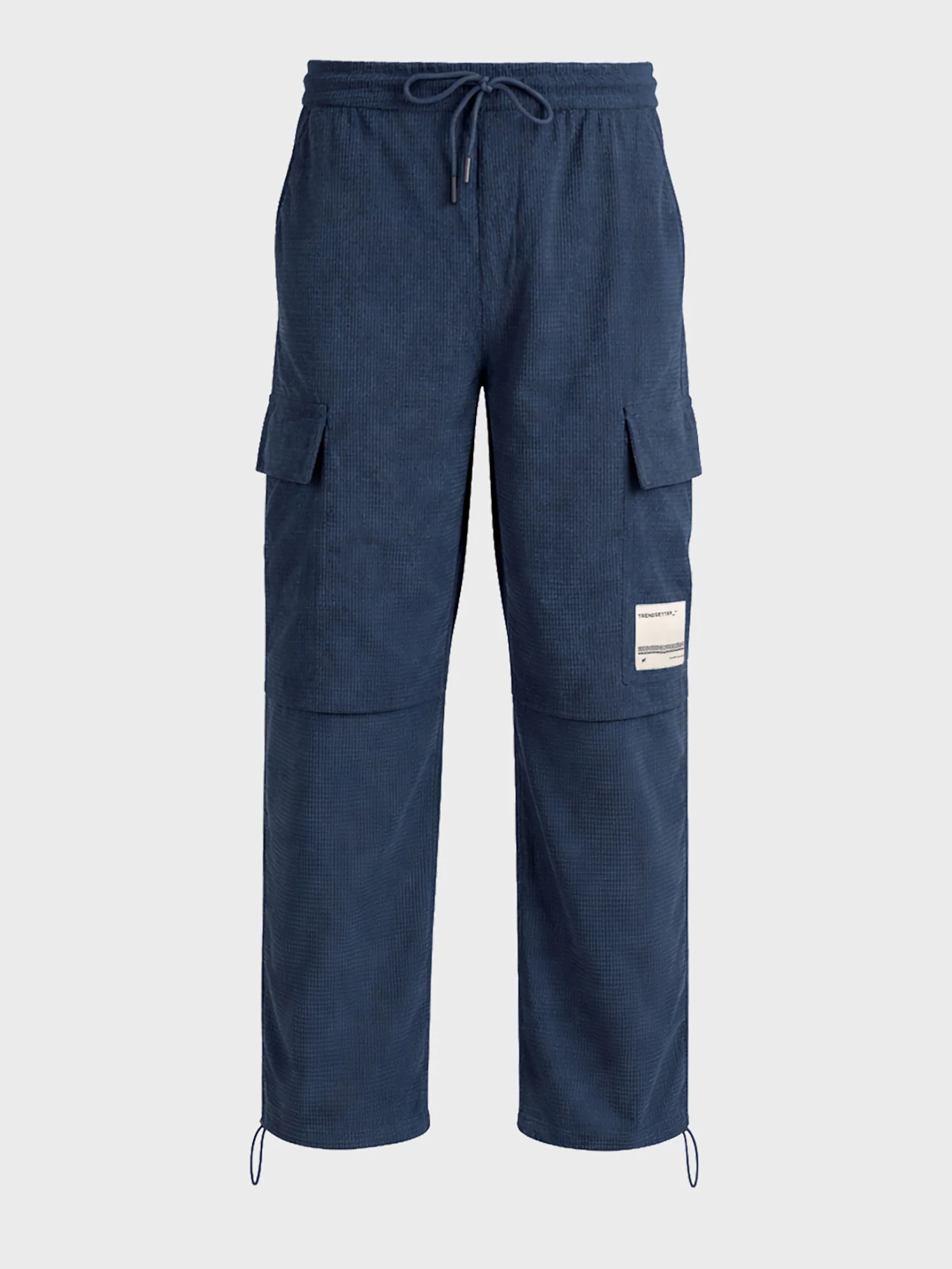 Men's Blue Baggy Fit Textured Utility Cargo - Image 5