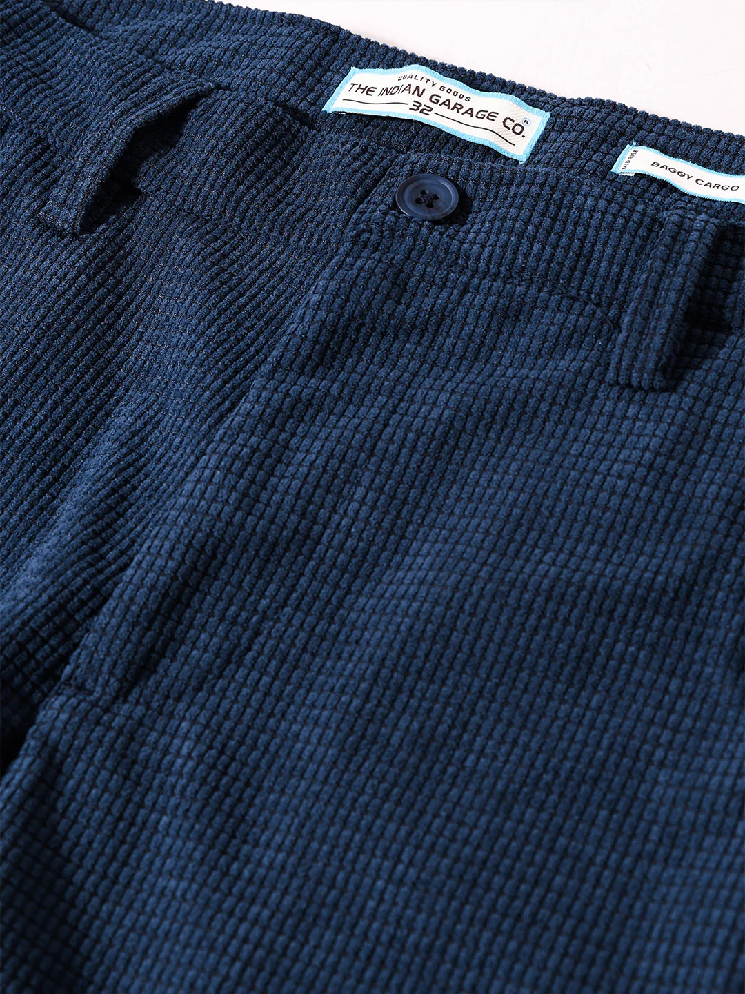 Men's Blue Baggy Fit Textured Utility Cargo - Image 6