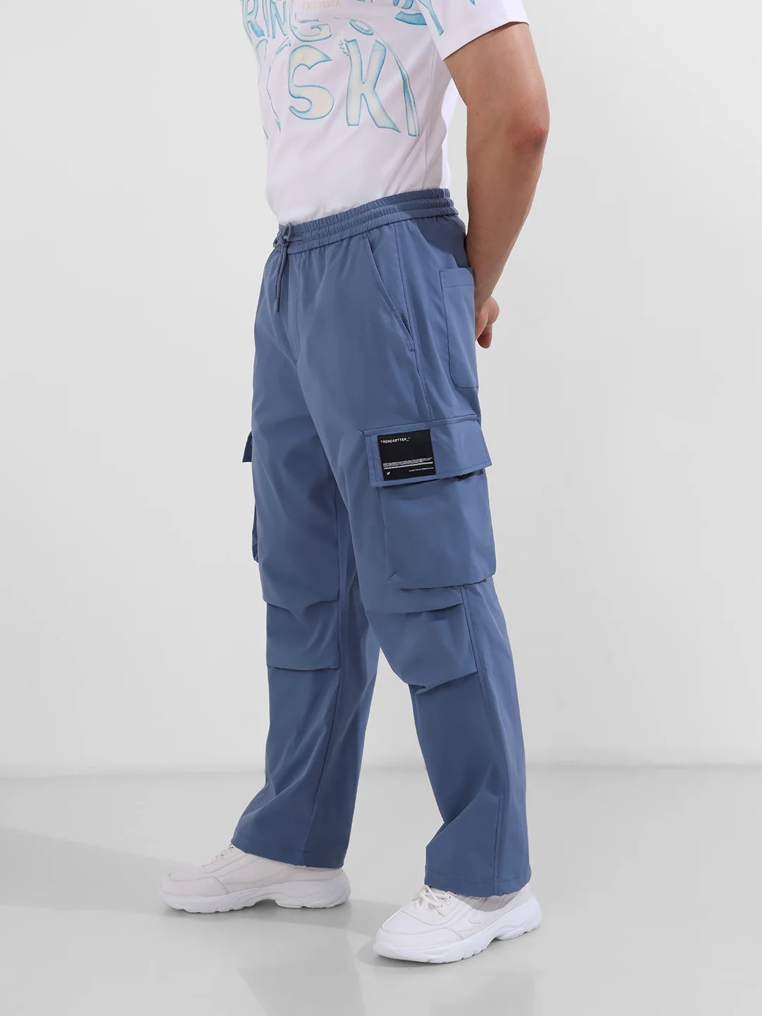 Men's Elemental Blue Baggy Fit Textured Utility Cargo - Image 3