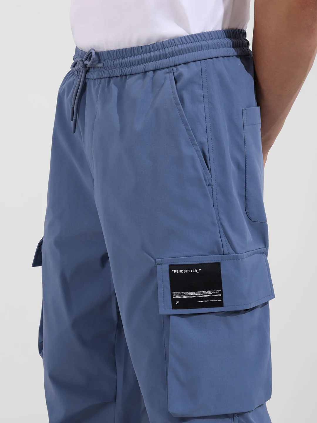 Men's Elemental Blue Baggy Fit Textured Utility Cargo - Image 4